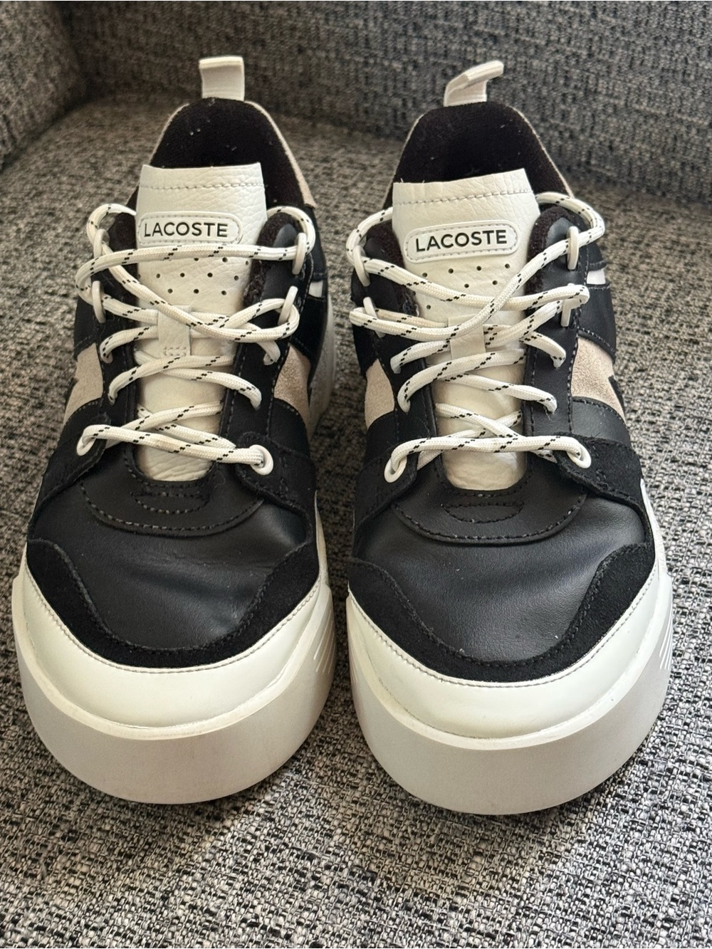 Lacoste Black and Cream Chunky Lace-Up Sneakers - Picture 3 of 5